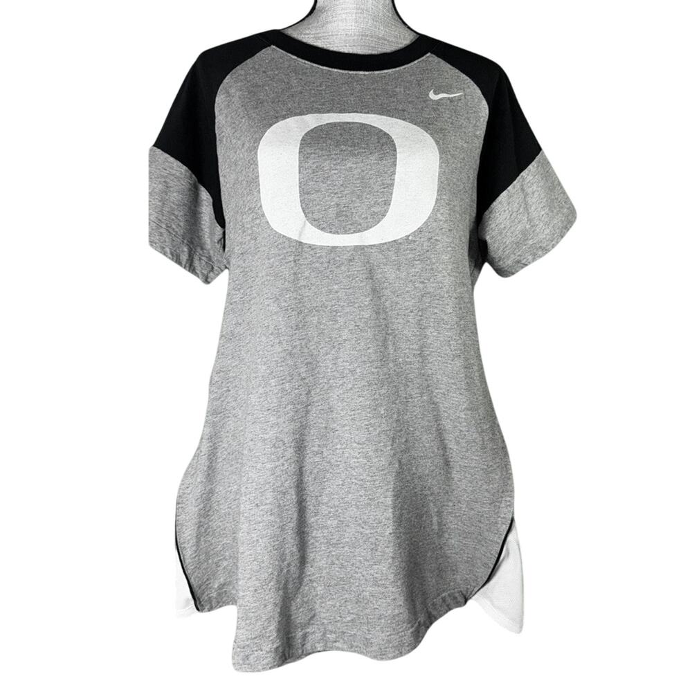 NIKE UofO‎ Oregon Ducks Medium Side Zip Maternity Long Shirt Dress Gray Black